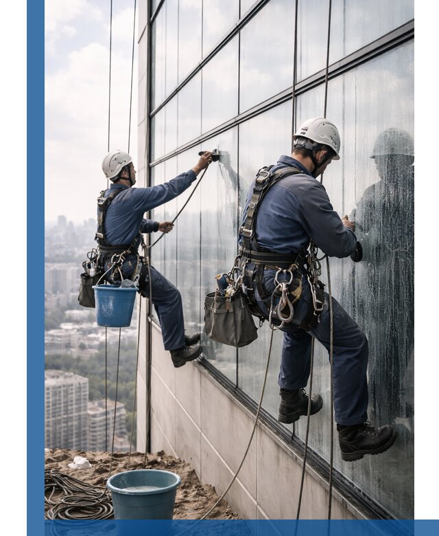 Профессиональная мойка фасадных окон альпинистами в Великом Устюге