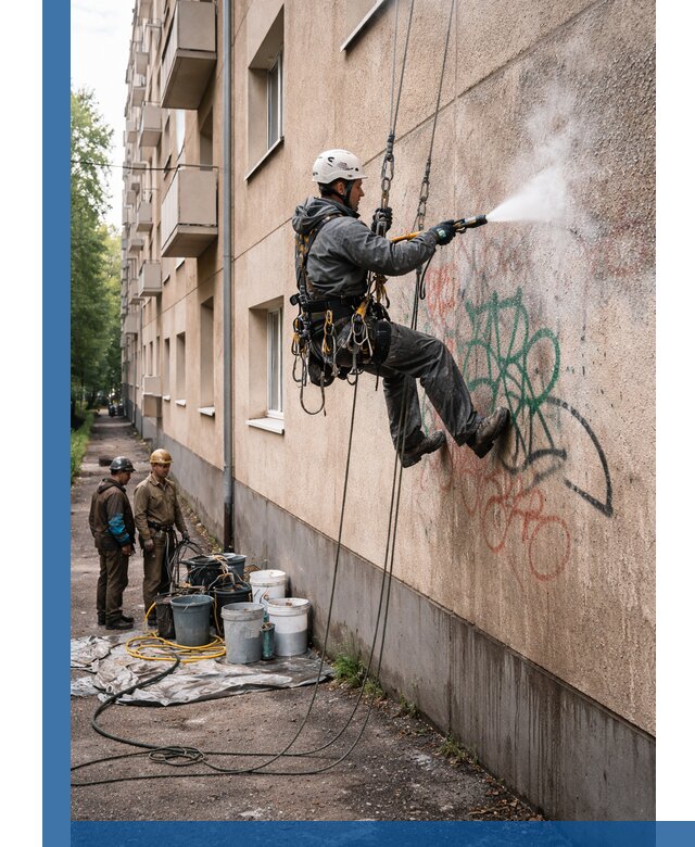 Удаление граффити с фасада в Великом Устюге без следов и повреждений