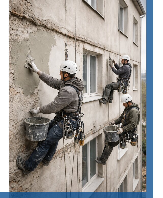 Ремонт штукатурного фасада в Великом Устюге от 763 р. под ключ | ВЫСОТНИК-Влс