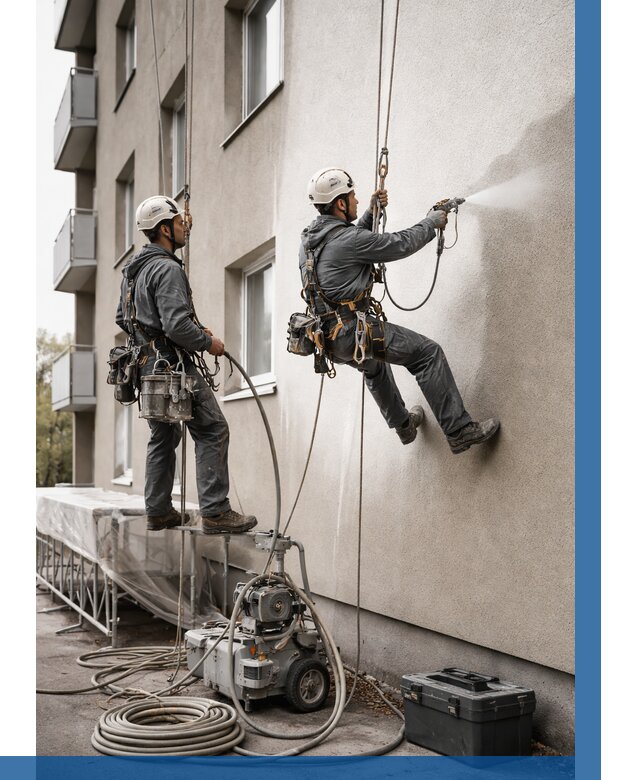 Безвоздушная покраска фасада в Великом Устюге от 224 р/м² | ВЫСОТНИК-Влс