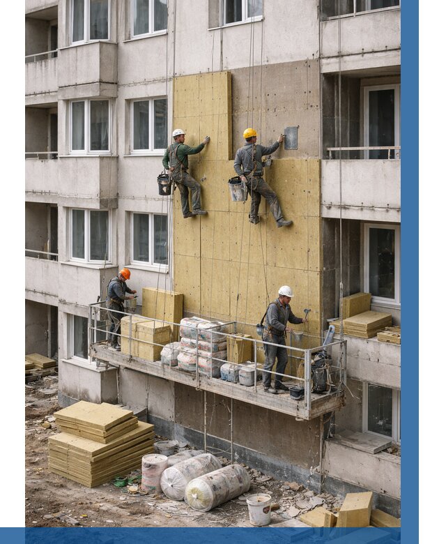 Утепление фасада минватой в Великом Устюге от 1527 р. | ВЫСОТНИК-Влс