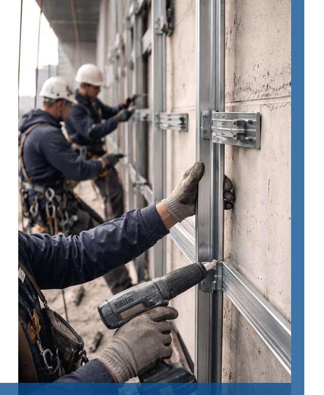 Монтаж подсистемы вентфасада в Великом Устюге от 865 р. | ВЫСОТНИК-Влс