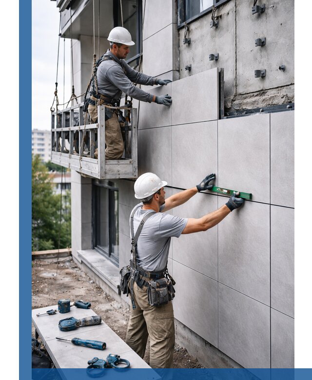 Монтаж керамогранита на фасад в Великом Устюге под ключ с гарантией качества