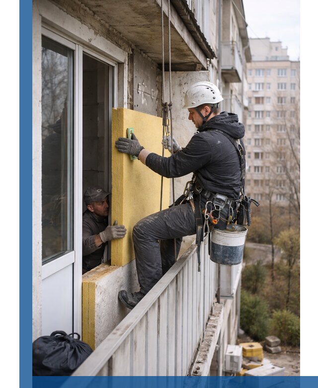Профессиональное утепление балкона снаружи в Великом Устюге под ключ