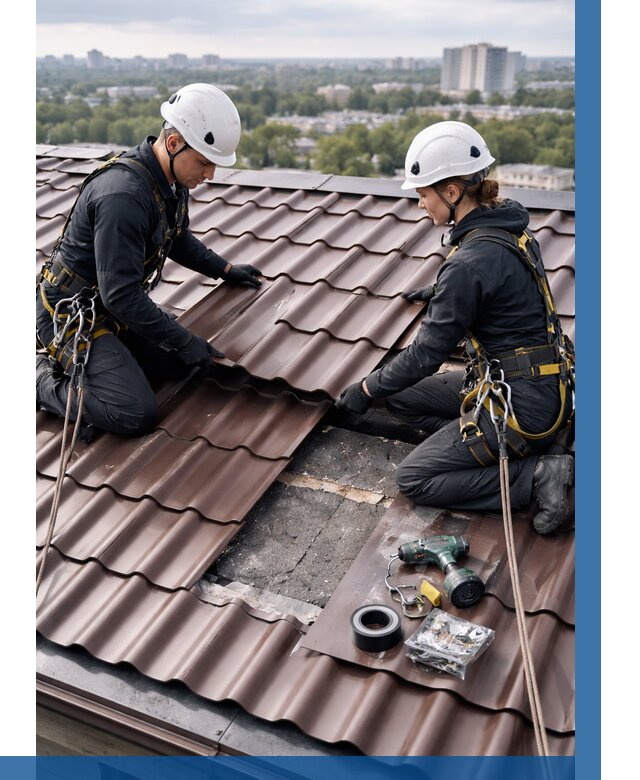 Ремонт металлочерепицы на крыше в Великом Устюге от 916 р. | ВЫСОТНИК-Влс