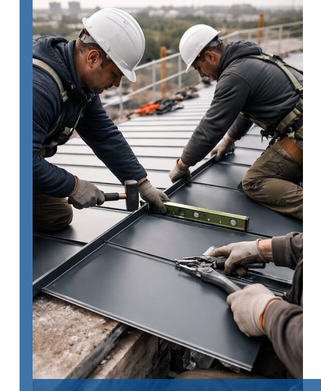 Монтаж фальцевой кровли в Великом Устюге для промышленных зданий