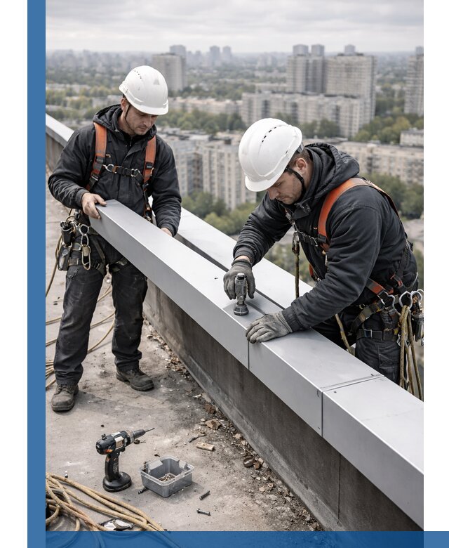 Монтаж парапетных крышек и ограждений кровли в Великом Устюге