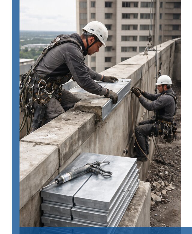 Замена парапетных крышек и установка новых в Великом Устюге