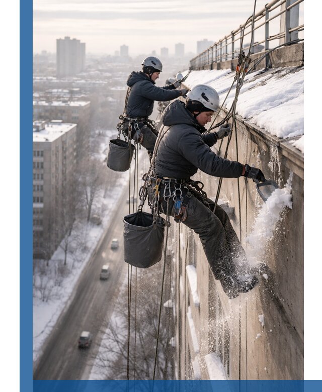 Очистка карнизов от снега в Великом Устюге профессионально и безопасно
