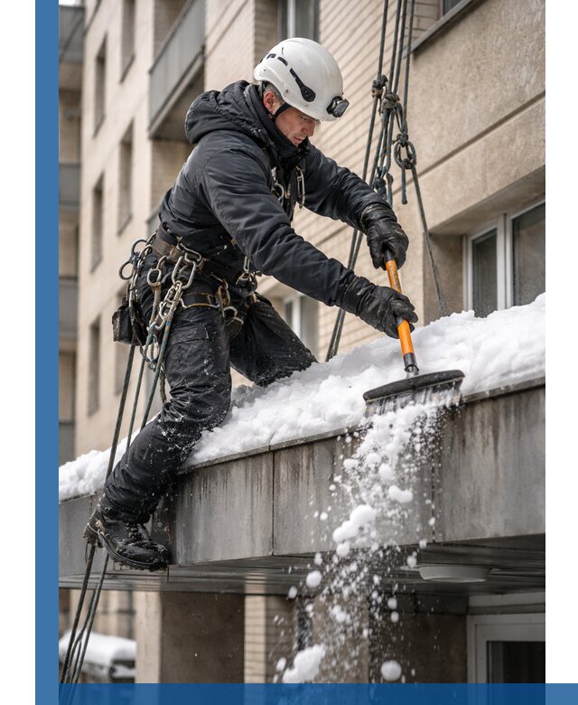 Очистка козырьков от снега в Великом Устюге круглогодично безопасно