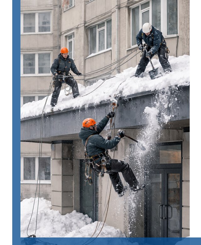 Безопасная очистка навесов от снега в Великом Устюге круглогодично