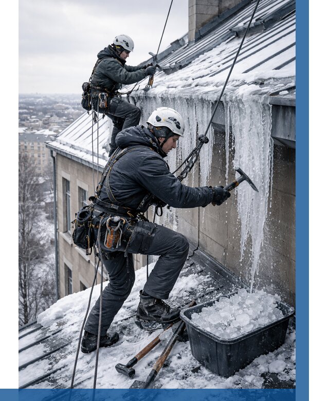 Удаление наледи с кровли в Великом Устюге от 5598 р. | ВЫСОТНИК-Влс