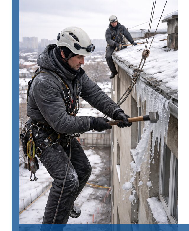 Сбивание и удаление сосулек с крыши в Великом Устюге безопасно