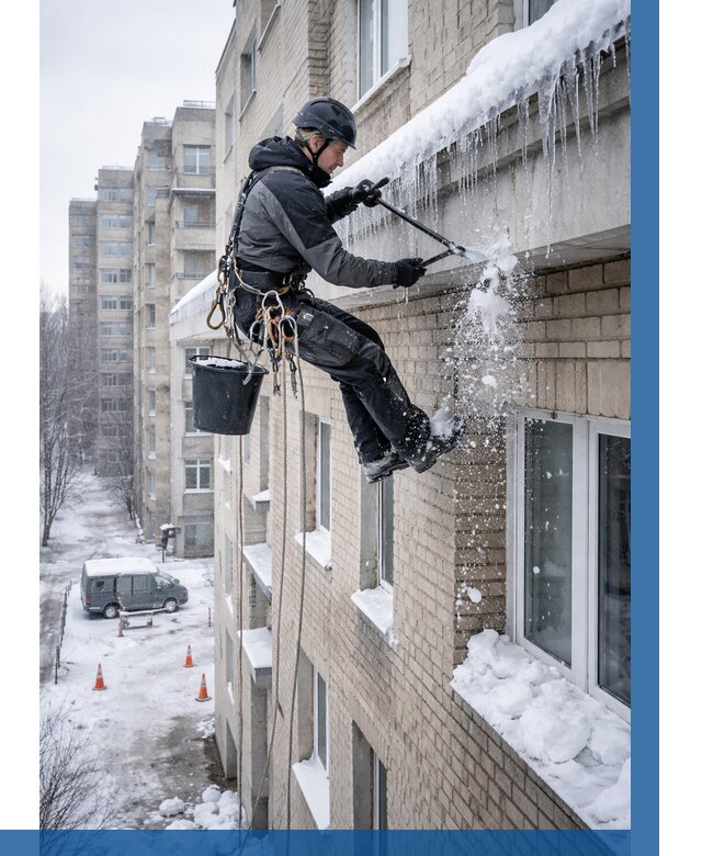 Удаление наледи с карнизов в Великом Устюге от 356 р. | ВЫСОТНИК-Влс