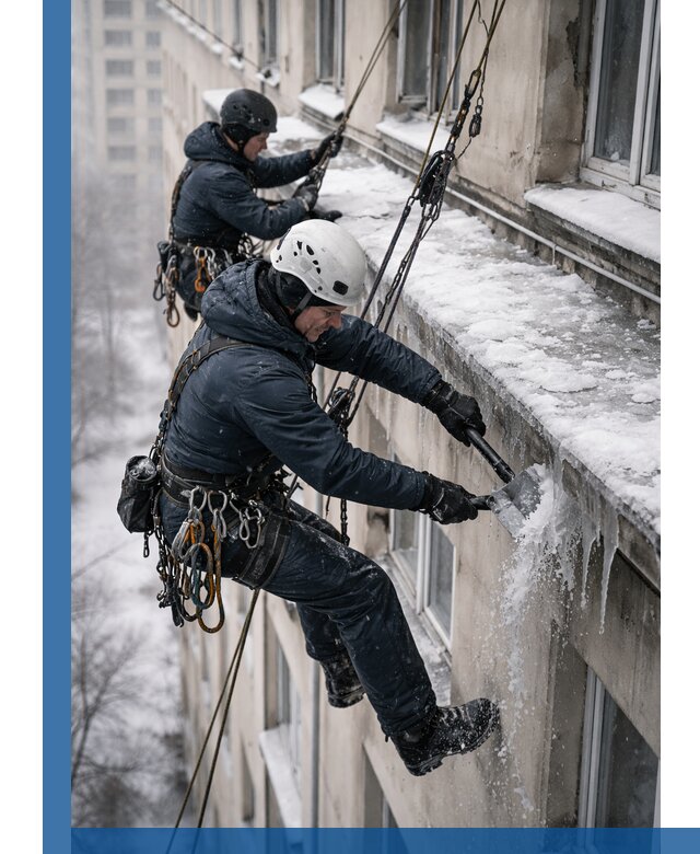 Удаление наледи и сосулек с карнизов в Великом Устюге профессионально