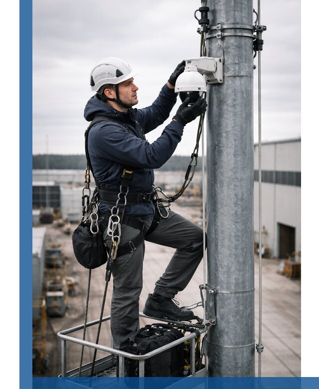 Профессиональная установка видеокамер на мачте в Великом Устюге