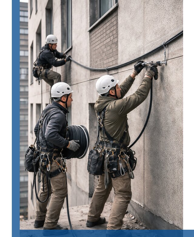 Прокладка кабеля по фасаду в Великом Устюге, профессиональный монтаж