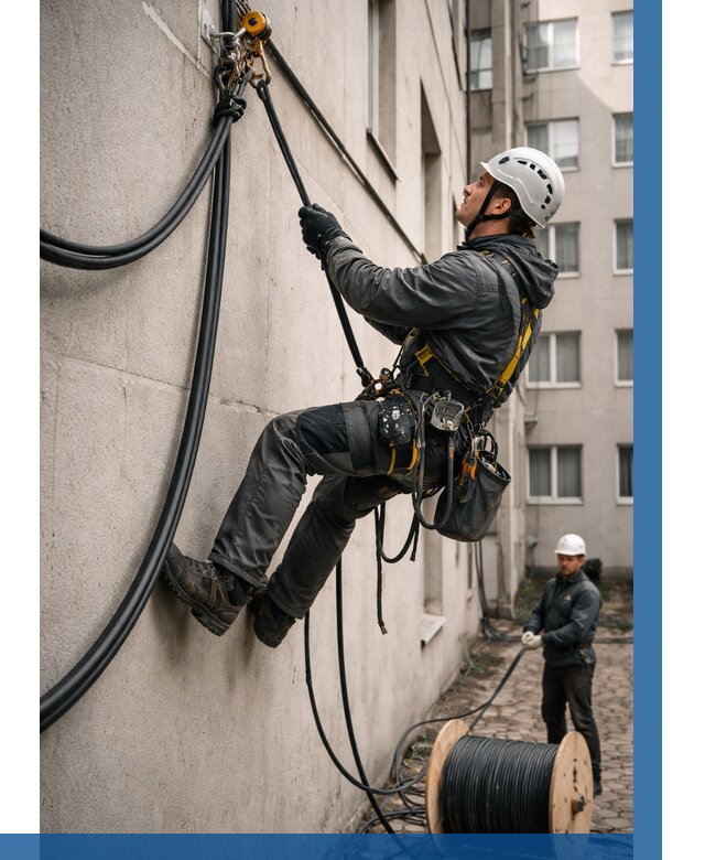 Протяжка кабеля питания на высоте в Великом Устюге от 458 р. | ВЫСОТНИК-Влс