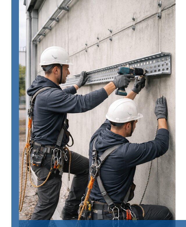 Монтаж кабельных лотков на фасаде зданий в Великом Устюге с гарантией