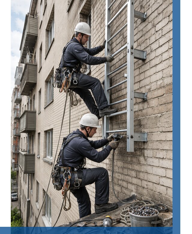 Монтаж пожарной лестницы в Великом Устюге от 25448 р заказать у ВЫСОТНИК-Влс