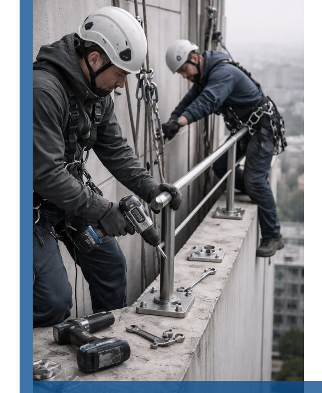 Монтаж перил на высоте в Великом Устюге для жилых и промобъектов