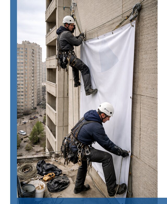 Профессиональный монтаж баннеров на фасаде в Великом Устюге