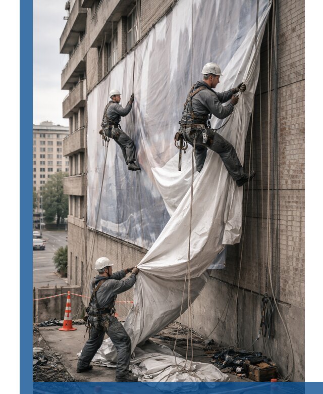 Демонтаж баннеров с фасада в Великом Устюге оперативно и безопасно