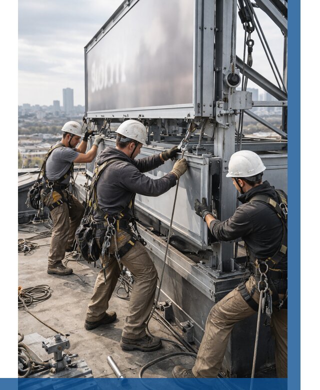 Монтаж крышной рекламной конструкции в Великом Устюге от 61074 р.|ВЫСОТНИК-Влс