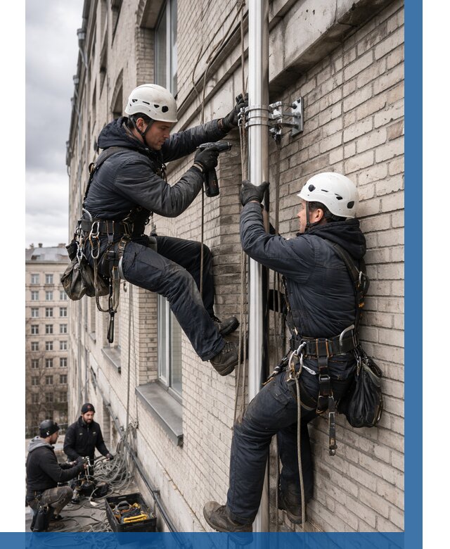 Монтаж флагштока на здании в Великом Устюге от 6616 р. | ВЫСОТНИК-Влс