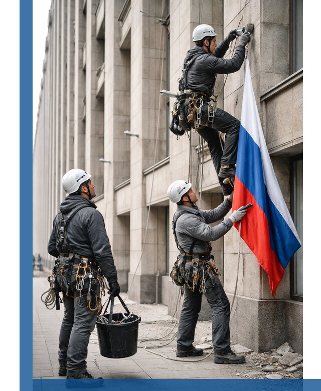 Профессиональная установка флагов на фасаде в Великом Устюге