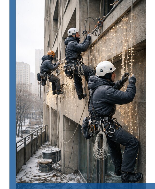 Монтаж новогодней иллюминации и украшение фасадов в Великом Устюге