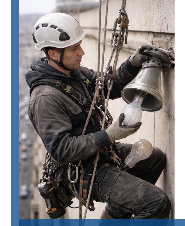 Замена ламп на высоте в Великом Устюге профессионально и быстро