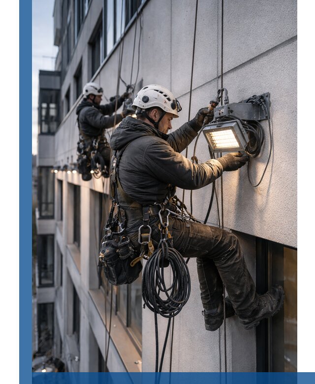 Монтаж фасадного освещения в Великом Устюге установка и подключение
