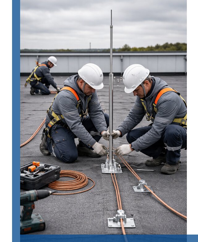 Монтаж молниезащиты на кровле в Великом Устюге под ключ с гарантией