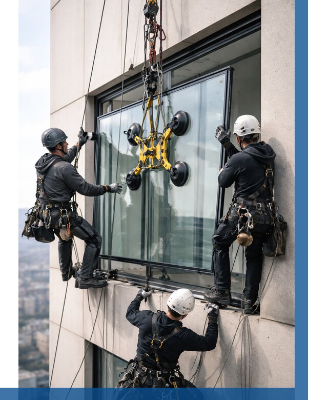 Монтаж стеклопакетов на высоте в Великом Устюге от 3257 р. | ВЫСОТНИК-Влс