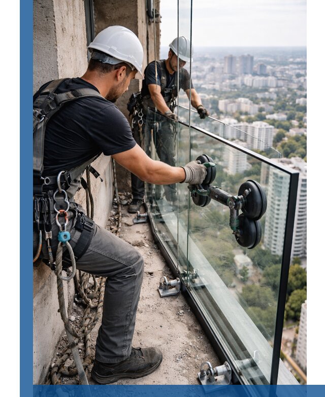 Монтаж стеклянных ограждений под ключ с гарантией в Великом Устюге