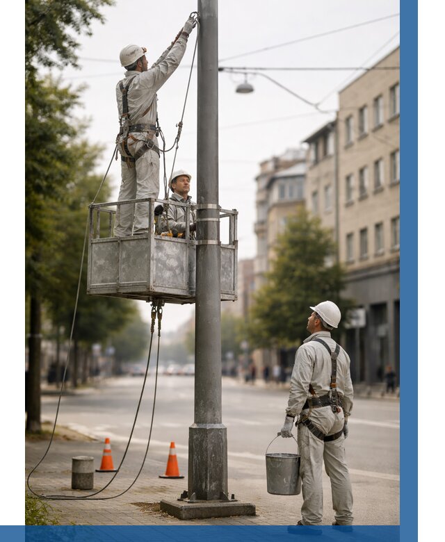 Покраска опор освещения в Великом Устюге от 5090 р. | ВЫСОТНИК-Влс