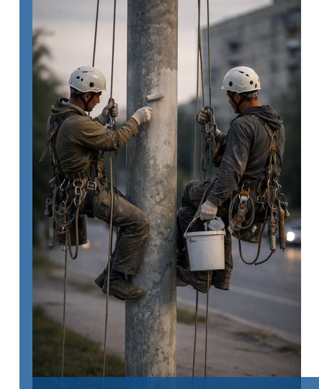 Покраска опор освещения и антикоррозийная защита в Великом Устюге