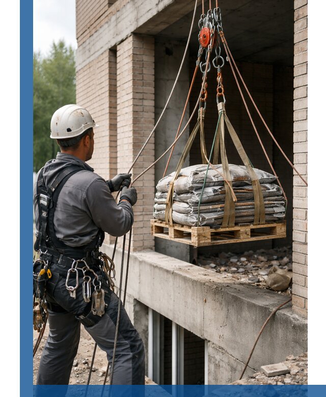 Подъем материалов на этаж веревками в Великом Устюге оперативно