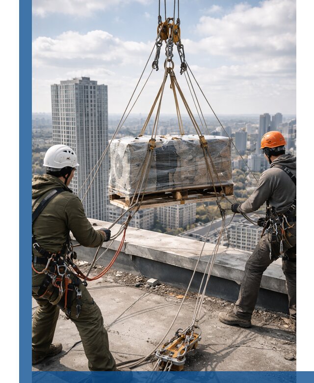 Подъем и монтаж крупногабаритных грузов на крышу в Великом Устюге