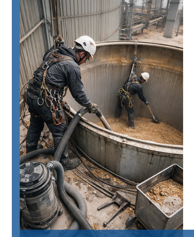 Профессиональная чистка зерновых бункеров в Великом Устюге с выездом