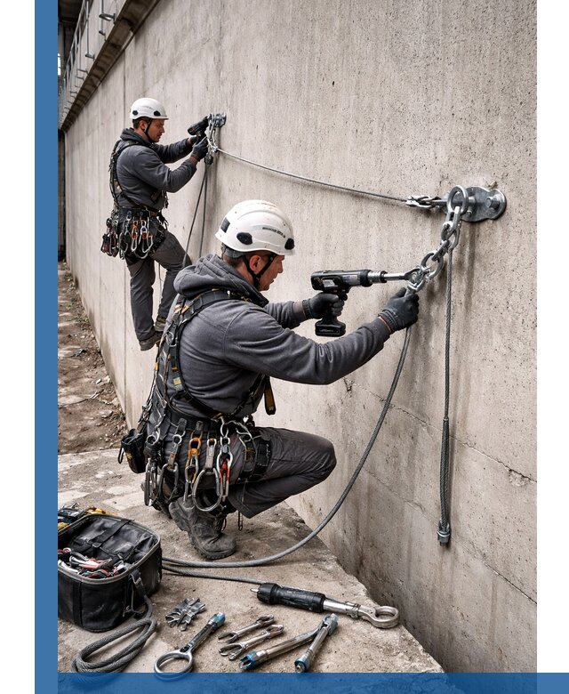 Монтаж анкерных линий высотной безопасности в Великом Устюге