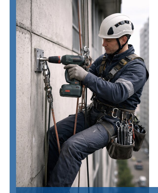 Установка анкерных точек для высотных работ в Великом Устюге