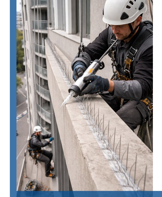 Установка шипов от птиц на фасадах и кровлях в Великом Устюге